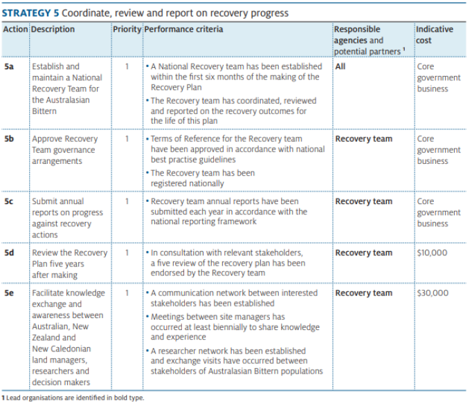 Strategy 5: Coordinate, review and report on recovery progress