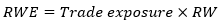 start formula RWE equals trade exposure times RW end formula