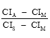 Start formula start fraction CI subscript A minus CI subscript M over CI subscript S minus CI subscript M end fraction end formula