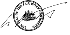 Seal of the Fair Work Commission with the President's signature.