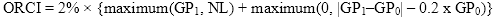 Operational Risk Charge for inward reinsurance business equals two percent times open curly bracket the maximum of open bracket GP1 and NL close bracket plus the maximum open bracket, starting at zero, of the absolute difference between GP1–GP0 minus 0.2 times GP0 close bracket close curly bracket