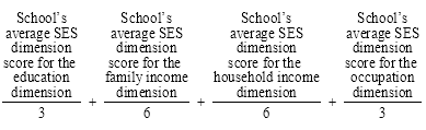 A formula to work out a number for the purposes of the 2011 SES score and 2016 SES score