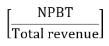 start formula open bracket start fraction NPBT over Total revenue end fraction close bracket end formula