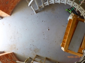 Photograph of round ground floor of lighthouse tower.