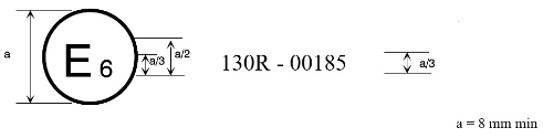 Image showing the arrangement of an example approval mark for a vehicle type approved in Belgium with regard to a Lane Departure Warning System pursuant to the UN Regulation No. 130