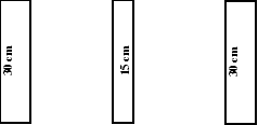 Image of lane markings including width dimensions for Denmark, including a left edge lane marking, a centre line and a right edge lane marking. 
