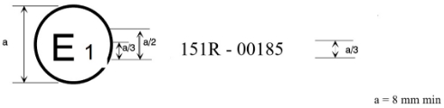 Image showing the arrangement of an example approval mark for a vehicle type approved by Germany with regard to the blind spot information system pursuant to the UN Regulation No. 73.