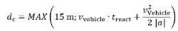 Equation used to determine the value dc, which defines the last point of information