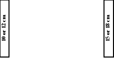 Image of lane markings including width dimensions for other roads in France, including a left edge lane marking, a centre line and a right edge lane marking.