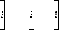 Image of lane markings including width dimensions for Ireland, including a left edge lane marking, a centre line and a right edge lane marking. 