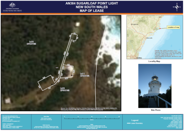 Map of AMSA's leased area of the Sugarloaf point Lightstation.