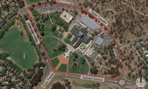 Areial Photograph of the Australian War Memorial and all its buildings within CHL Boundary.
