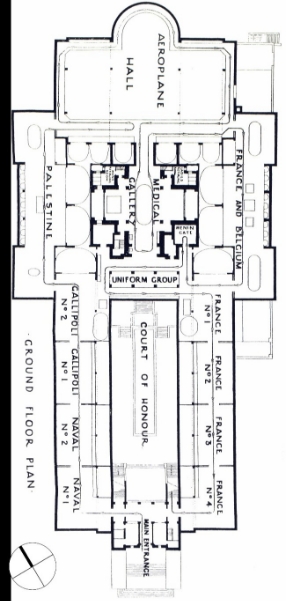 Ground Floor plans for the original galleries prior to the construction of the additional wings in 1960s, including Original first world war galleries and areoplane hall.
