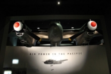 Mosquito aircraft on display in aircraft hall.