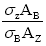 start formula start fraction sigma subscript Z times A subscript B over sigma subscript B times A subscript Z end fraction end formula