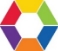 A colourful six sided figure (hexagon)