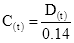 Start formula C subscript open bracket t close bracket equals start fraction D subscript open bracket t close bracket over 0.14 end fraction end formula