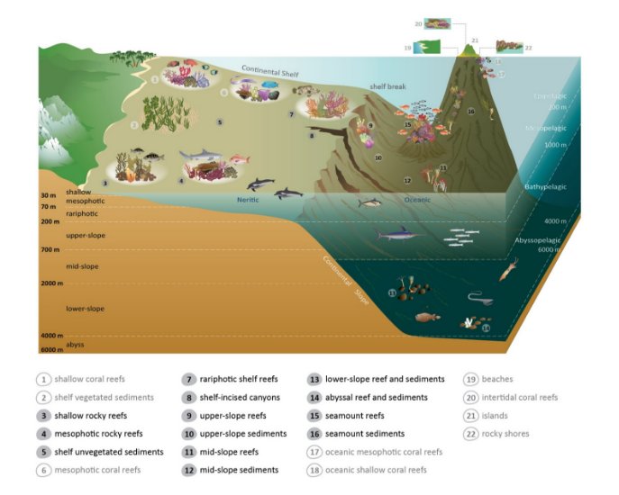 Figure 2.5 is a visual representation of the different ecosystem types present in Australian Marine Parks. 