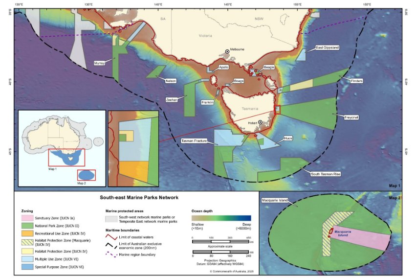 Figure 4.1 is a  map of the South-east Marine Parks Network zoning.