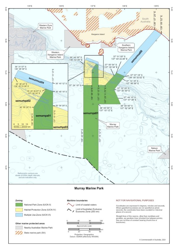 Figure S1.13 is a map showing the park and boundary and IUCN zoning categories assigned to Murray Marine Park