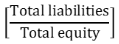 Start formula open bracket start fraction Total liabilities over Total equity end fraction close bracket end formula