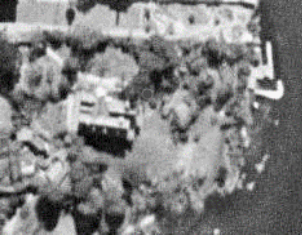 A black and white aerial shot image of Kirribilli House prior to extension work on the property, showing a large area of unoccupied land