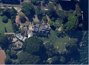 A clear aerial shot image of Kirribilli House and its grounds. 