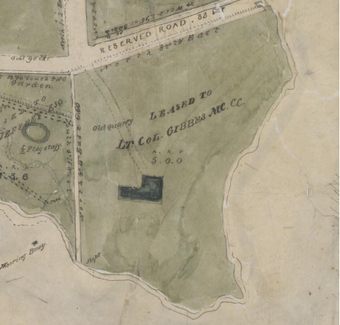 An aerial shot image of the open and unoccupied land in which Kirribilli and Admiralty House are now built on 