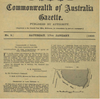 A picture of a newspaper article with three main paragraphs and an outline of Kirribilli Point 