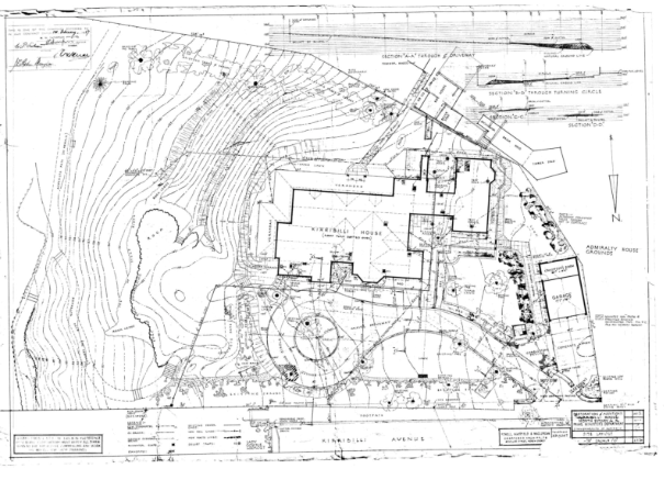A picture of a detailed sketch of the Kirribilli House and its grounds and boat harbour