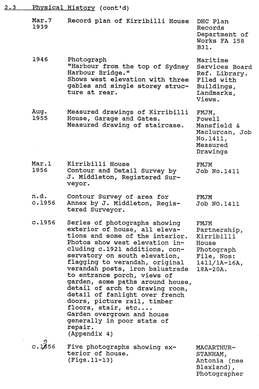 A picture of a document with remarks regarding Kirribilli House's historical summaries